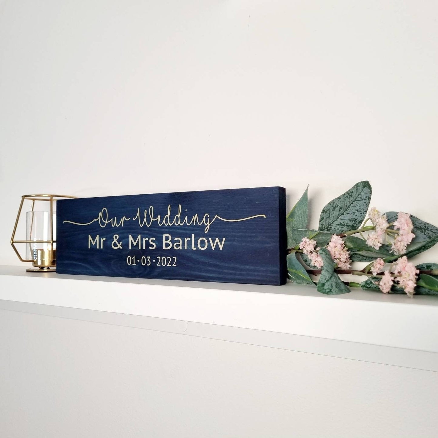 Our Wedding personalised Mr and Mrs sign with wedding date