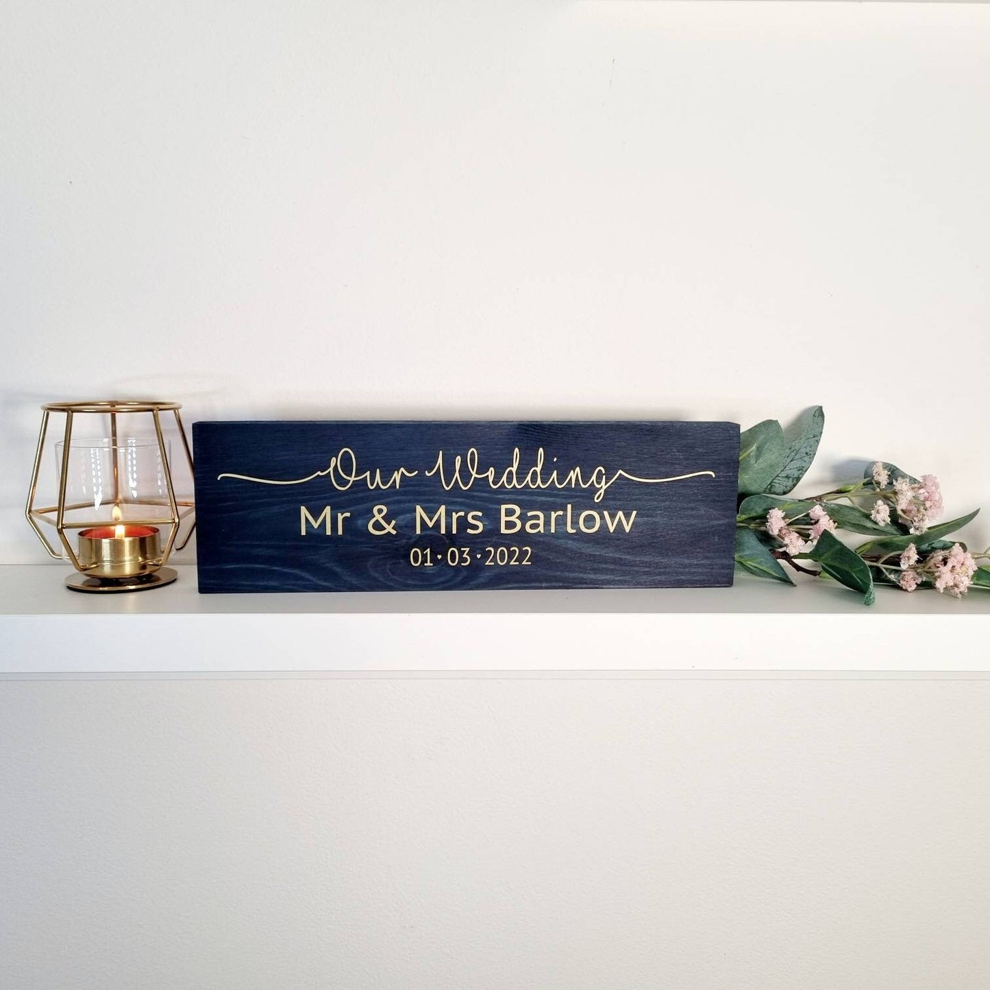 Our Wedding personalised Mr and Mrs sign with wedding date