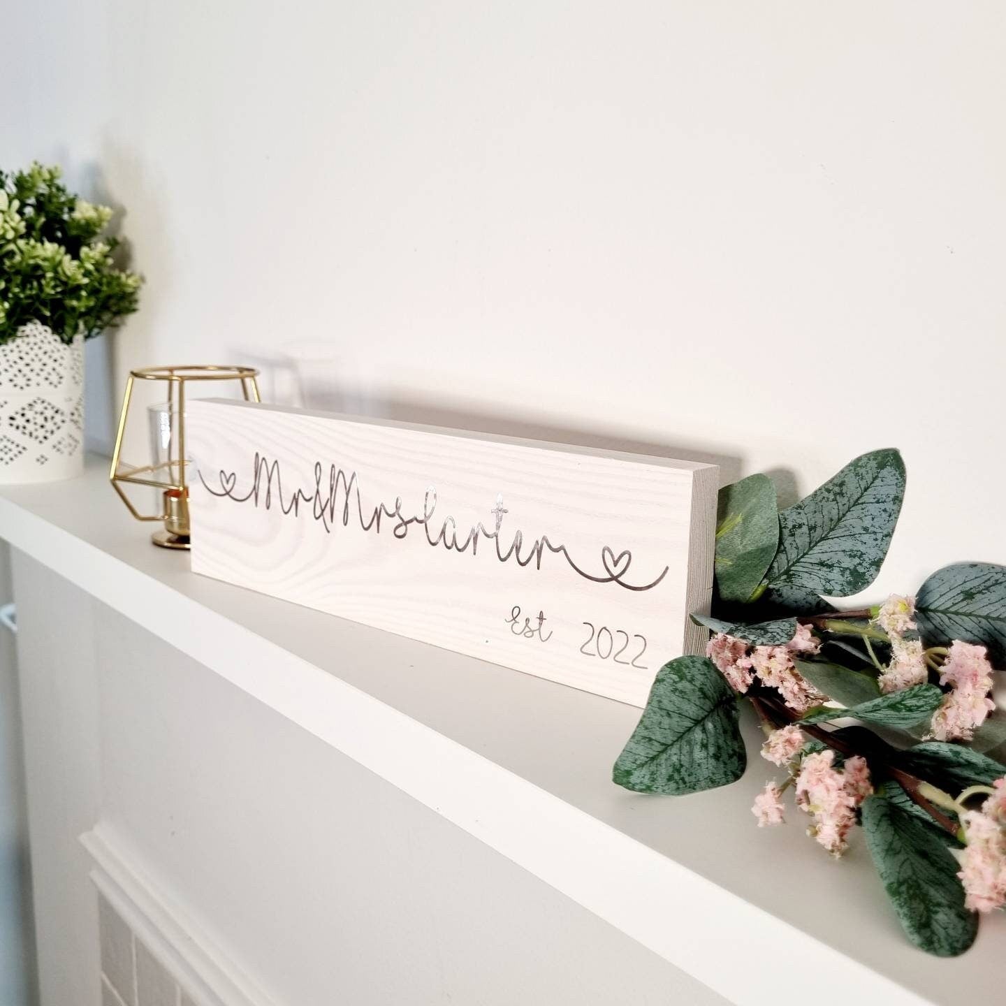 Rustic Wooden Mr & Mrs Sign – Handmade Couple Gift and Wedding & Anniversary Decor