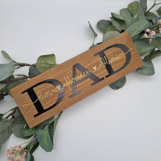 Personalised Dad Sign with Children's Names