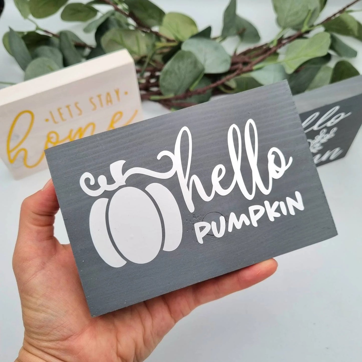 Decorative Autumn Mini Wooden Sign for Tiered Tray Decor