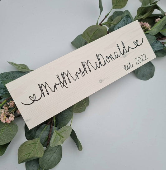 Personalised Mr and Mrs Sign, Perfect Wedding or Anniversary Gift for a Special Couple