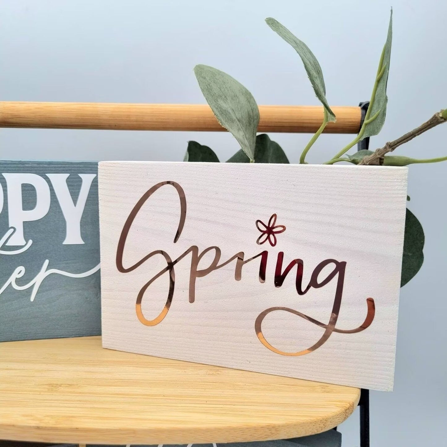 Wooden Spring and Easter tiered tray mini decorative signs