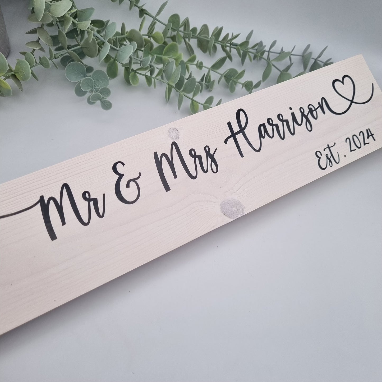 Mr and Mrs Personalised Wooden Sign, Handmade to order