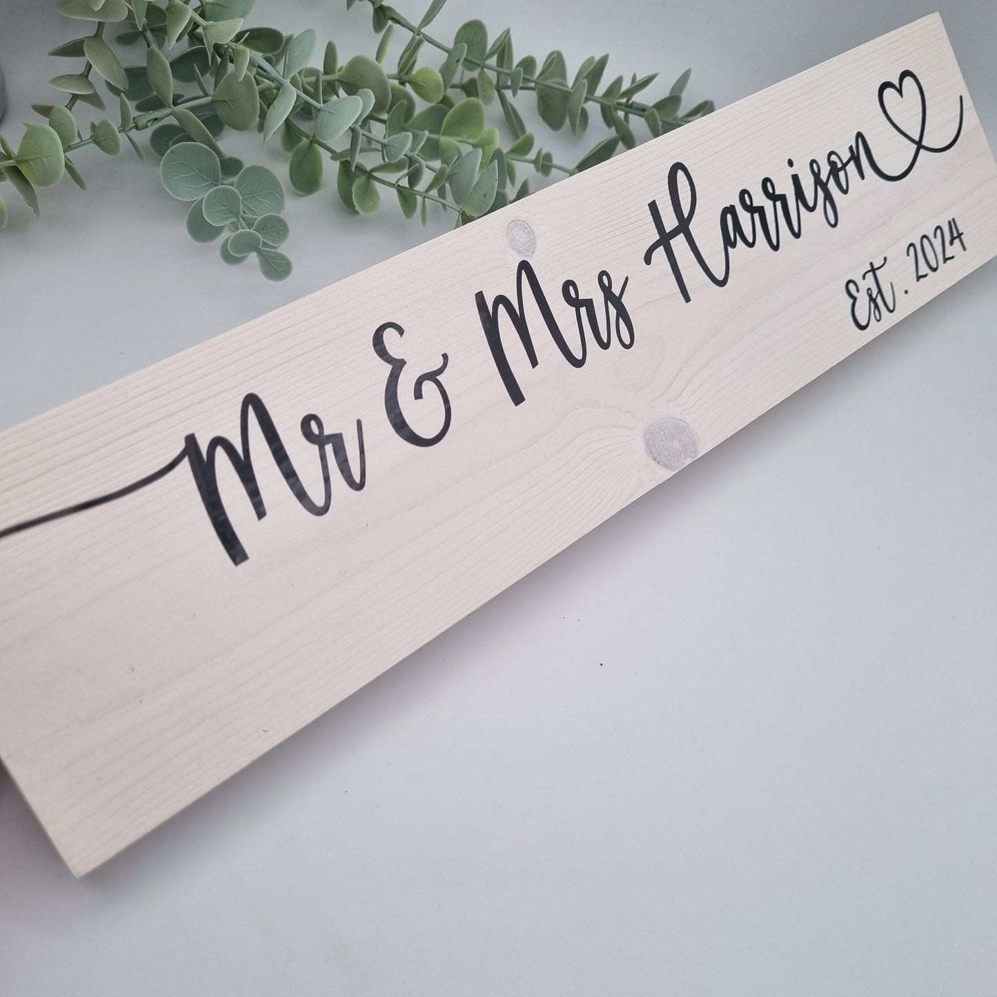 Mr and Mrs Personalised Wooden Sign, Wedding or 5th Wedding Anniversary Gift