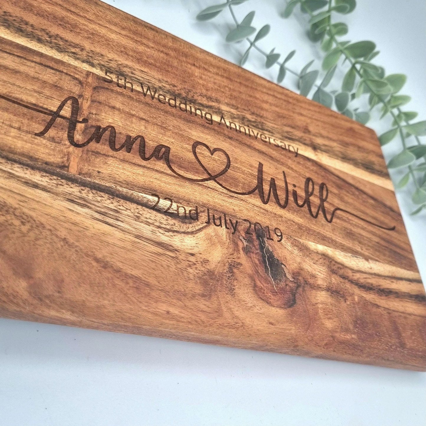 Personalised Engraved Rustic Acacia Wood Chopping Board