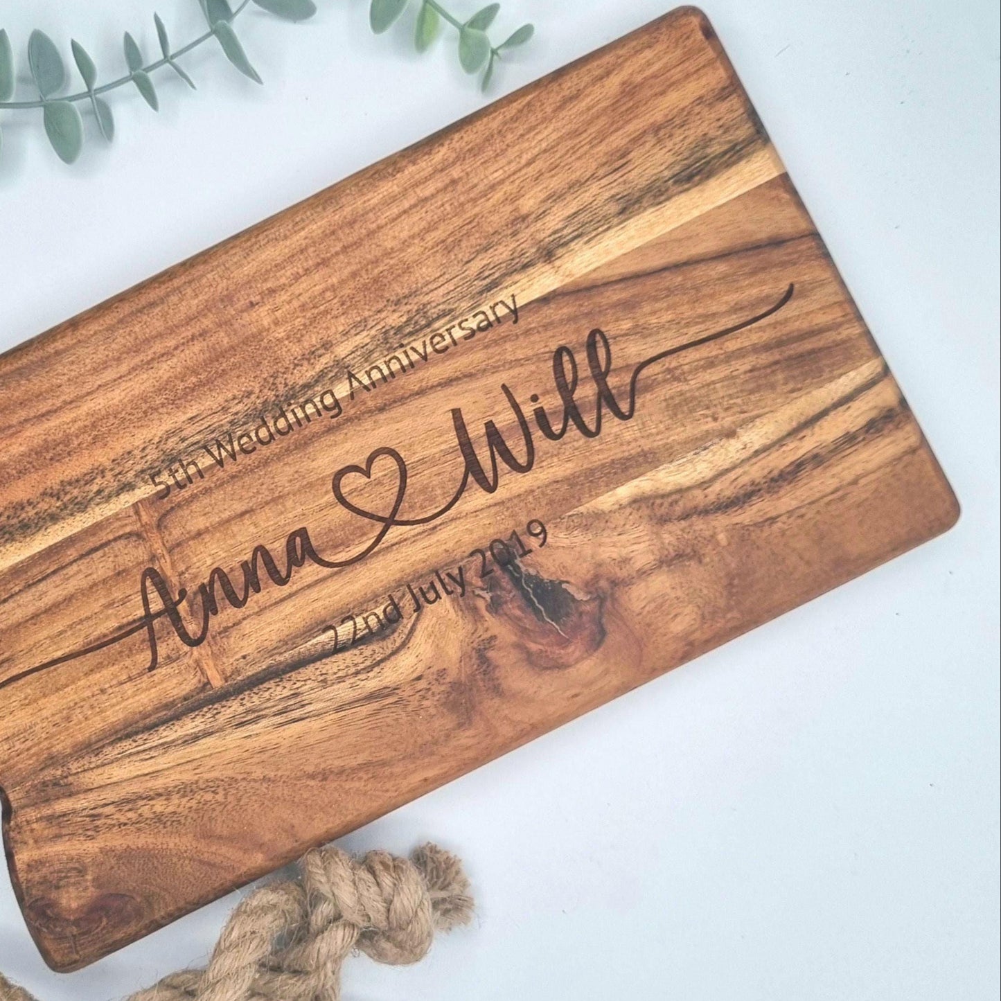 Personalised Engraved Rustic Acacia Wood Serving Board