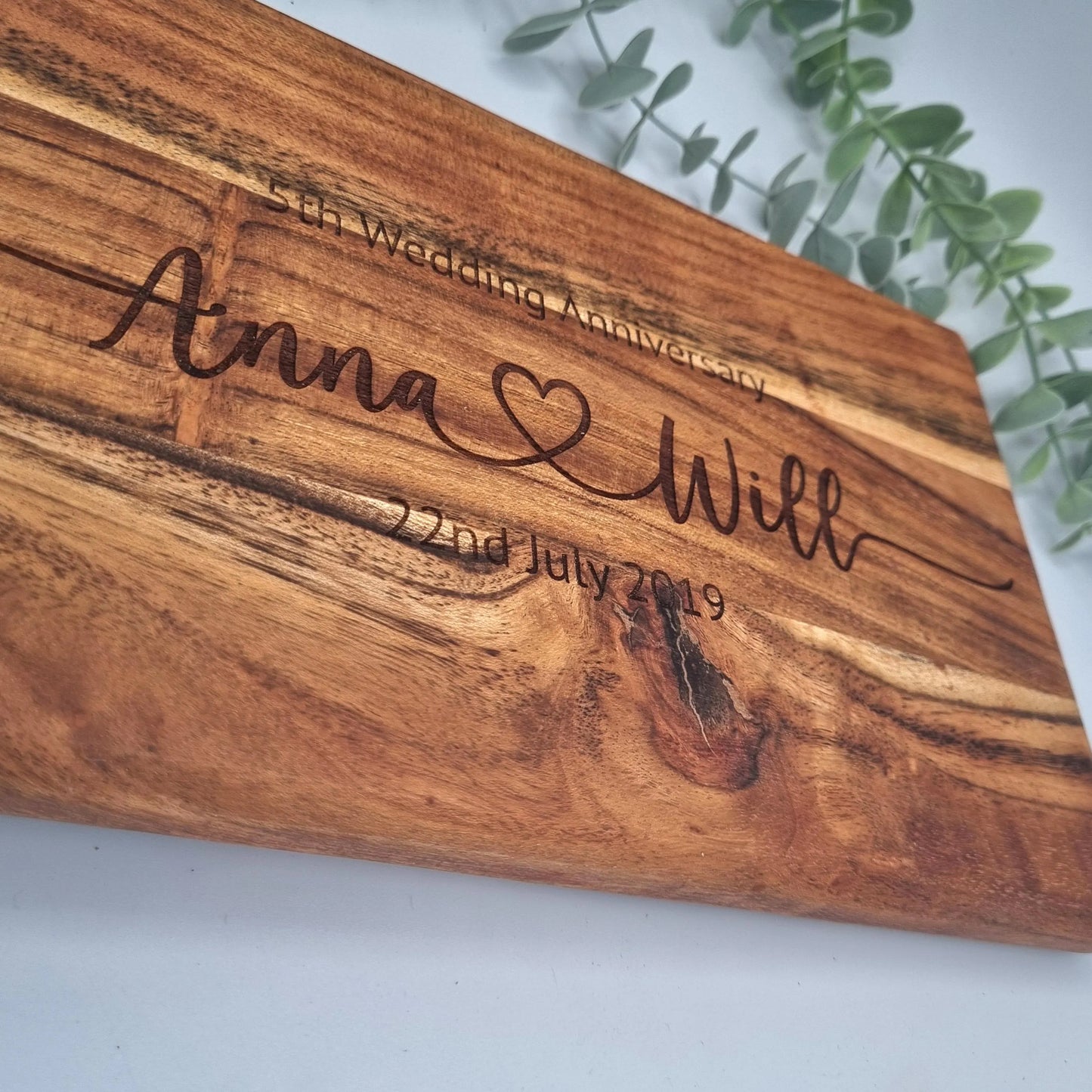 Personalised Engraved Acacia Rustic Wood Serving Board or Chopping Board, Charcuterie Board - Add your own wording