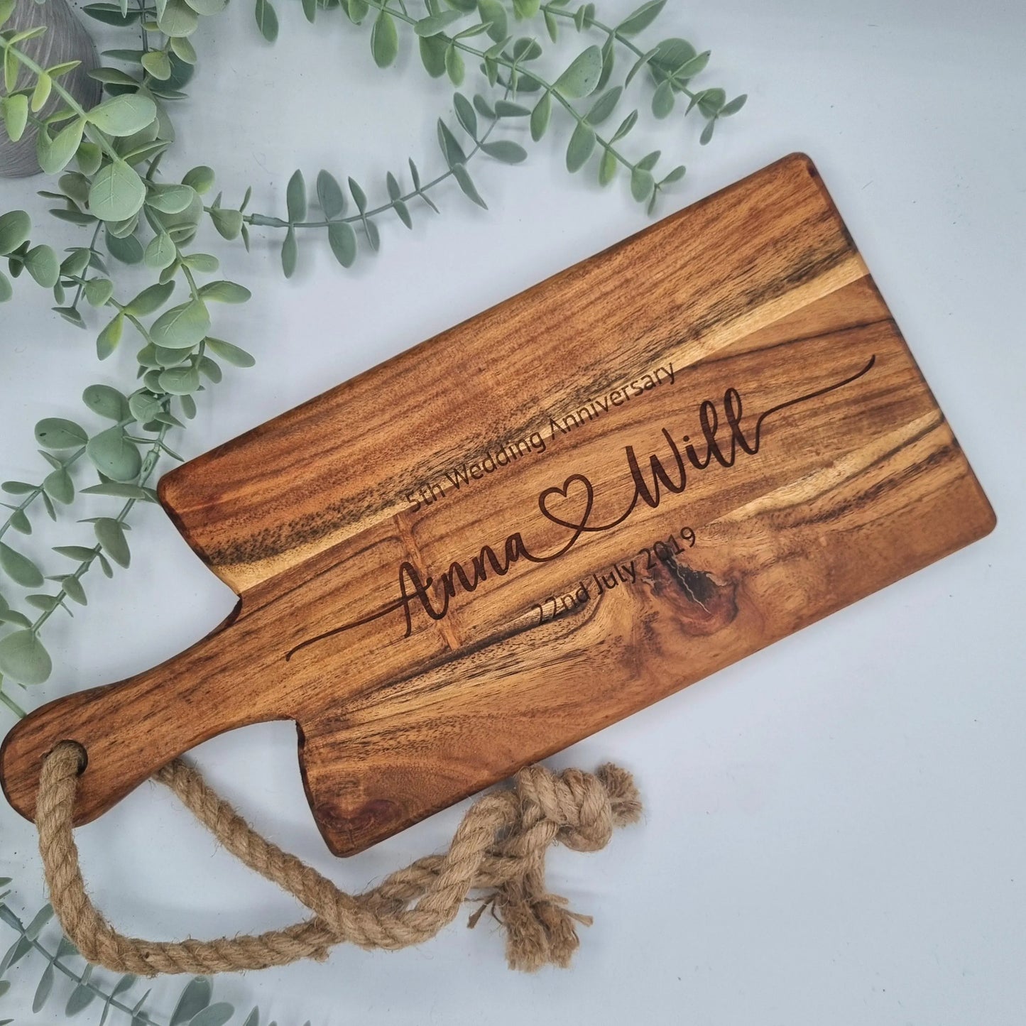 Personalised Engraved Acacia Rustic Wood Serving Board or Chopping Board, Charcuterie Board - Add your own wording