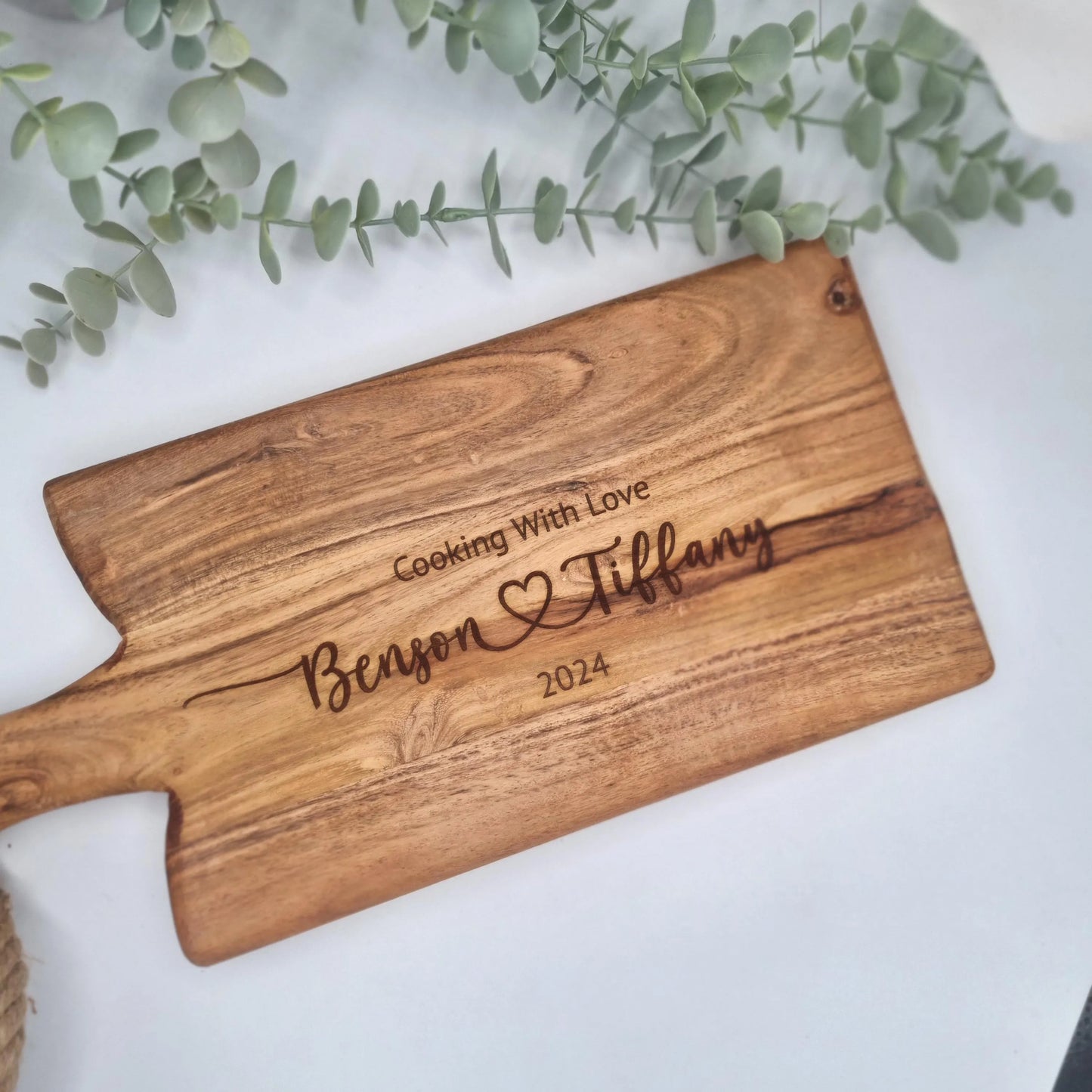 Personalised Engraved Acacia Rustic Wood Serving Board or Chopping Board, Charcuterie Board - Add your own wording
