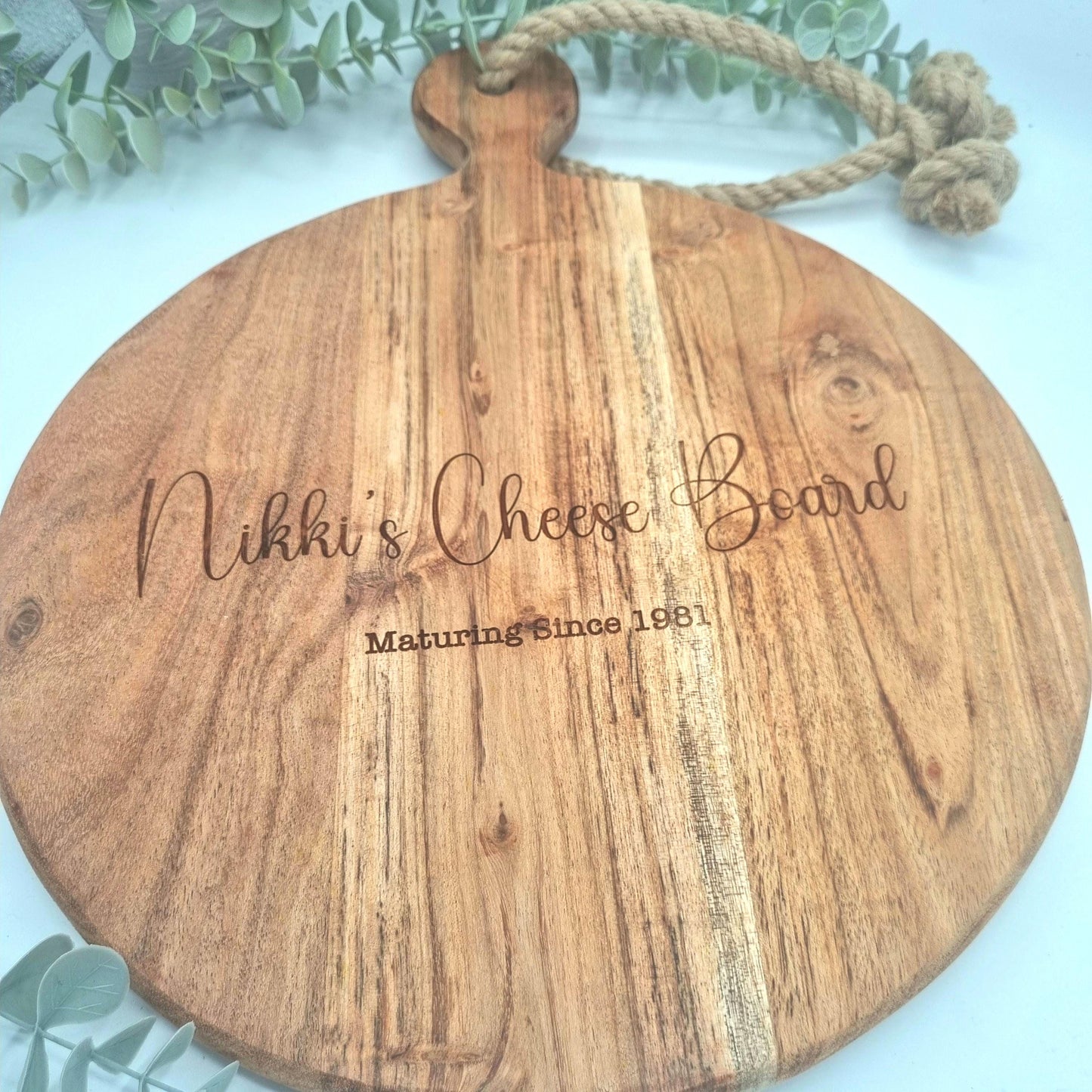 Personalised Cheese Board Serving Platter made from Rustic Acacia Wood