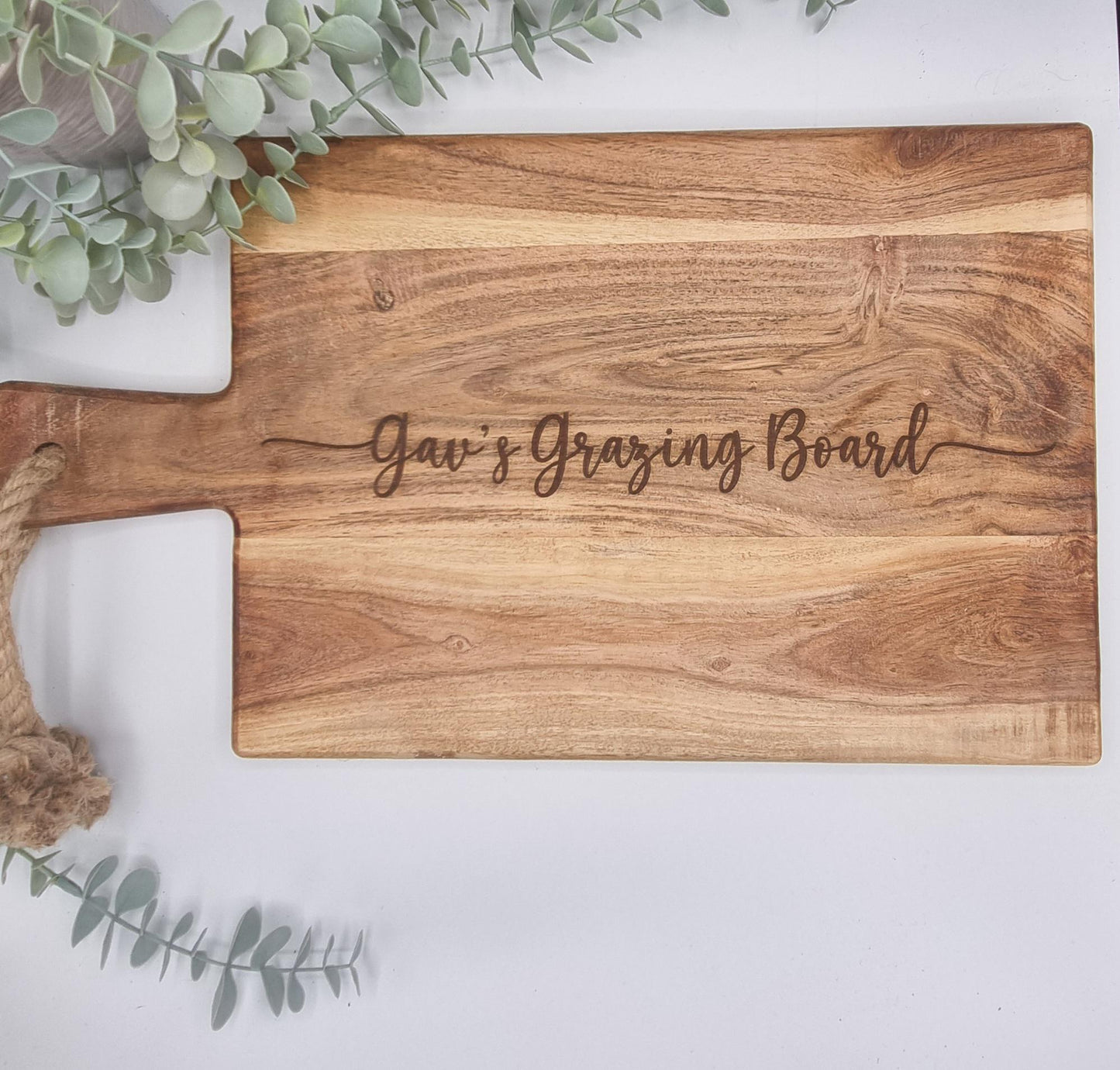 Personalised Engraved Rustic Acacia Wood Grazing Board