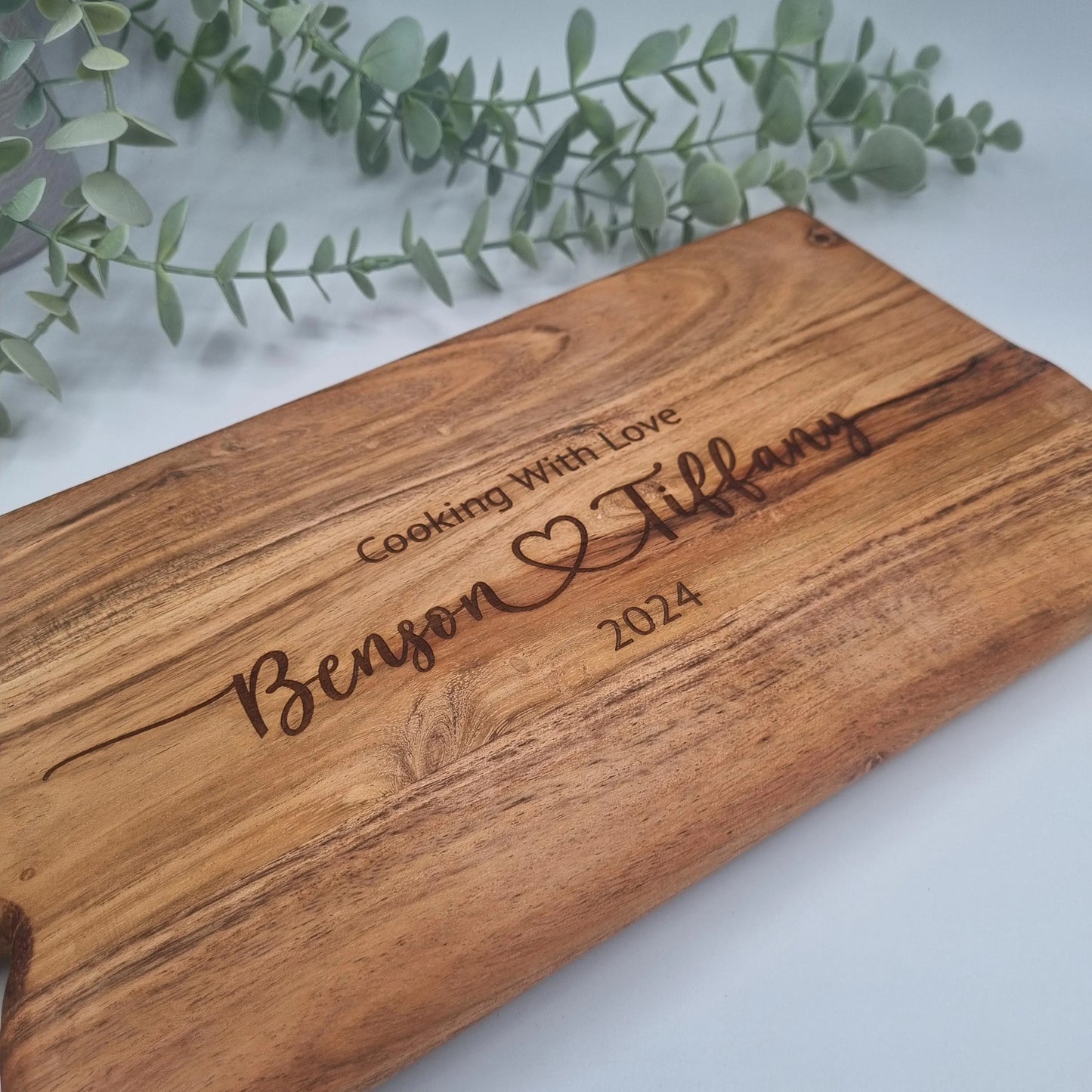 Personalised Engraved Acacia Rustic Wood Serving Board or Chopping Board, Charcuterie Board - Add your own wording