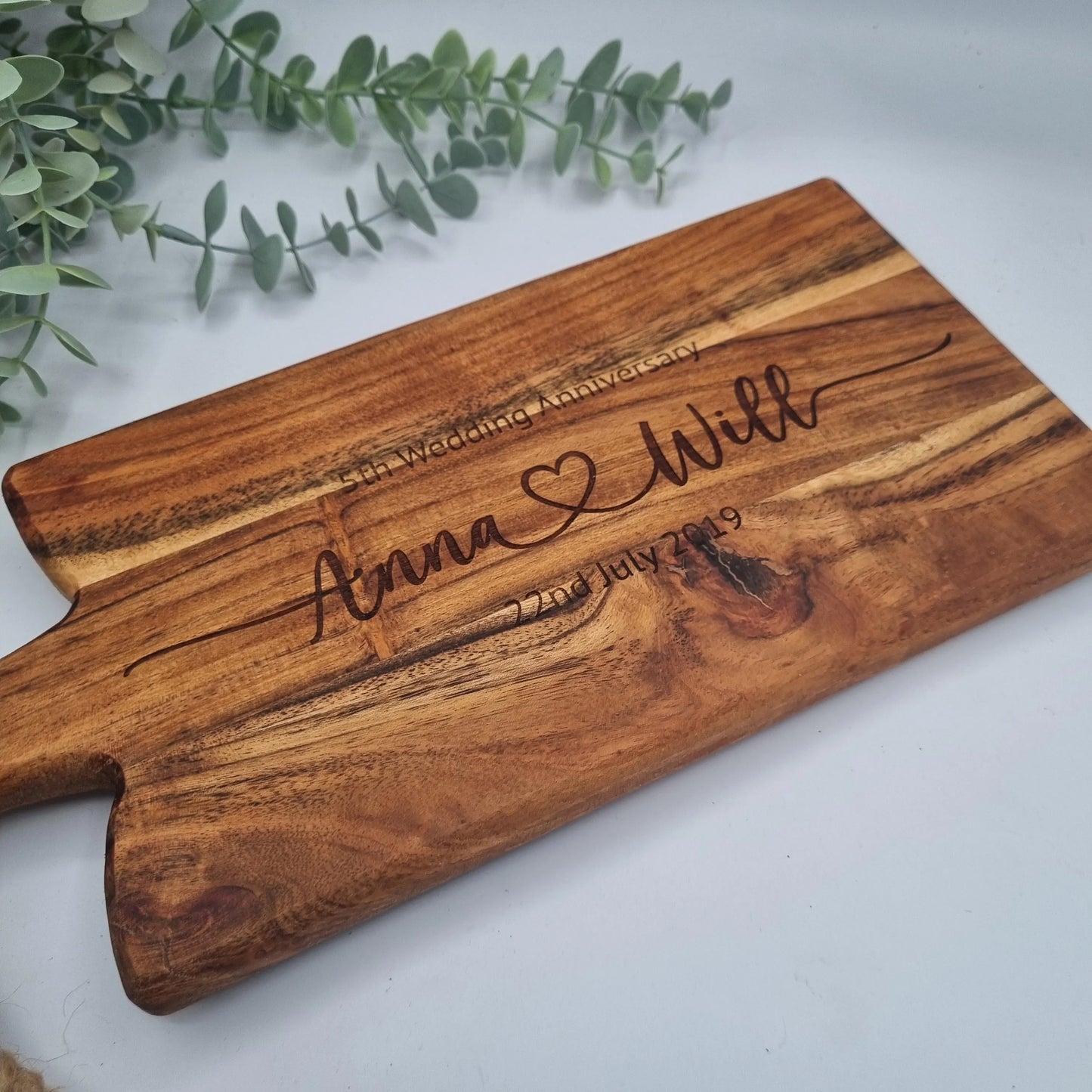 Personalised Engraved Acacia Rustic Wood Serving Board or Chopping Board, Charcuterie Board - Add your own wording