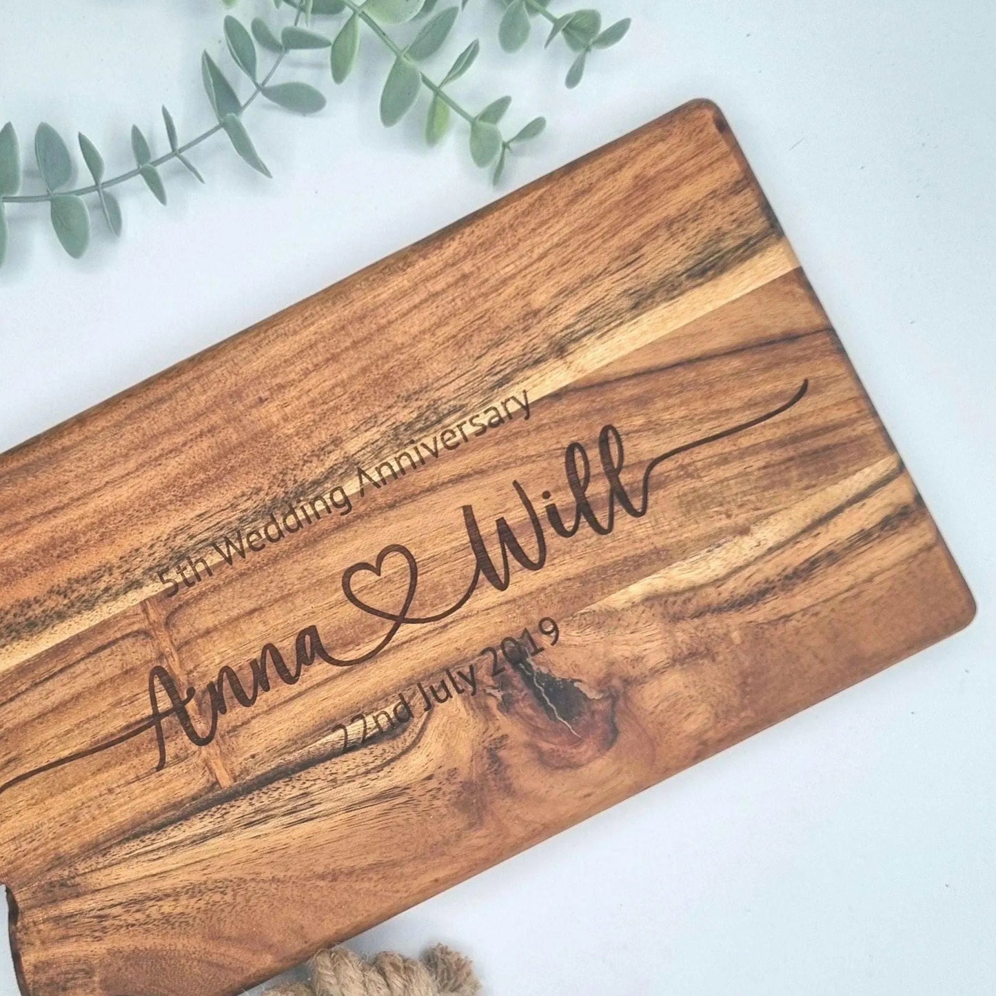 Personalised Engraved Rustic Acacia Wood Chopping Board