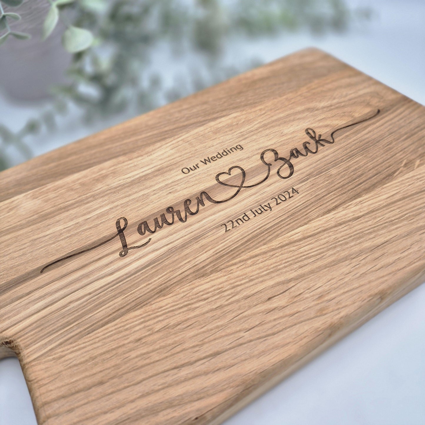 Personalised Rustic Oak Chopping Board -Add your own words