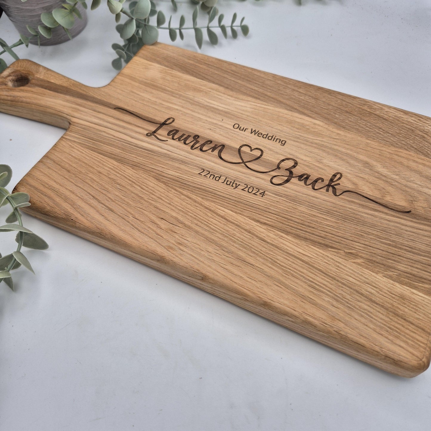 Personalised Rustic Oak Chopping Board -Add your own words