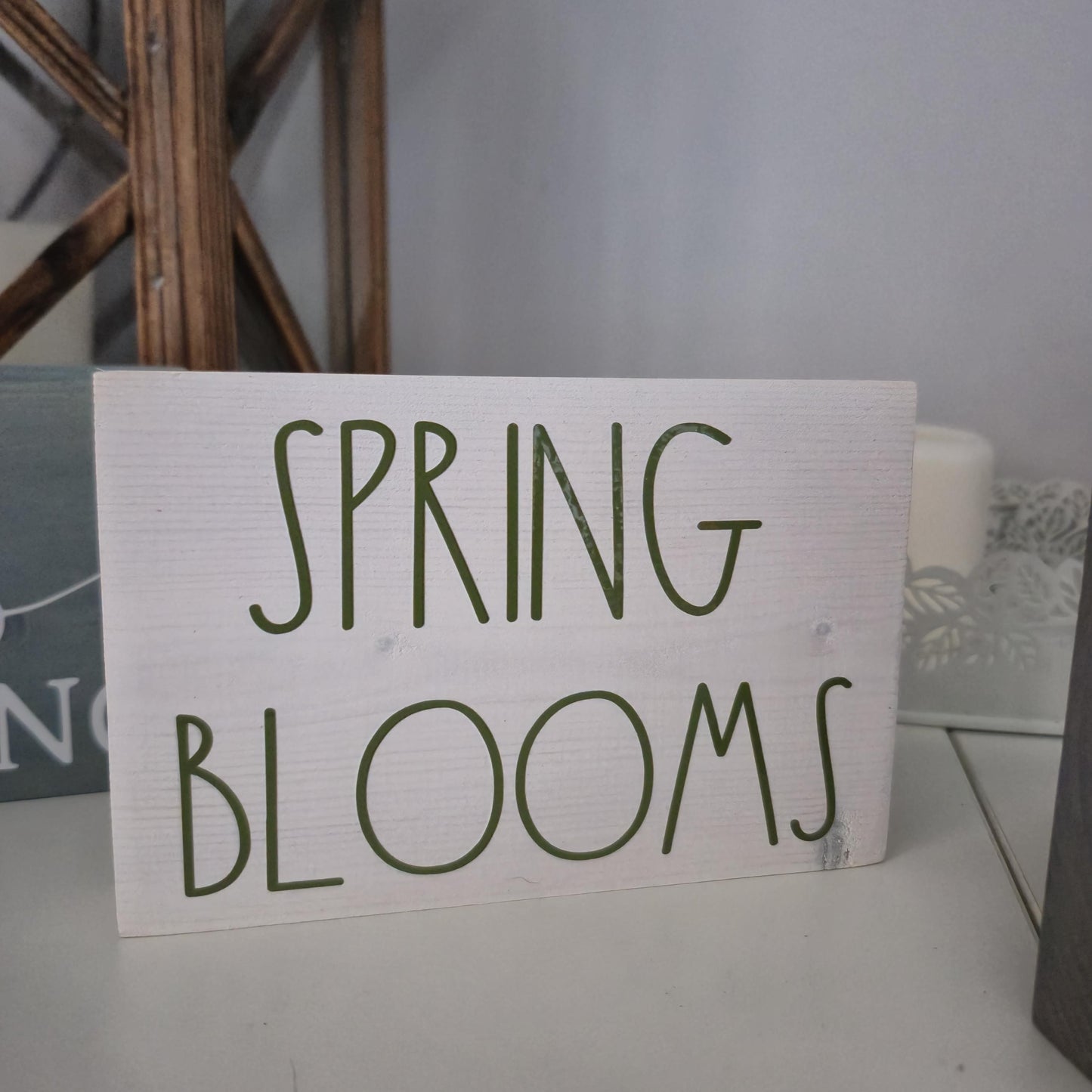 Wooden Spring and Easter tiered tray mini decorative signs