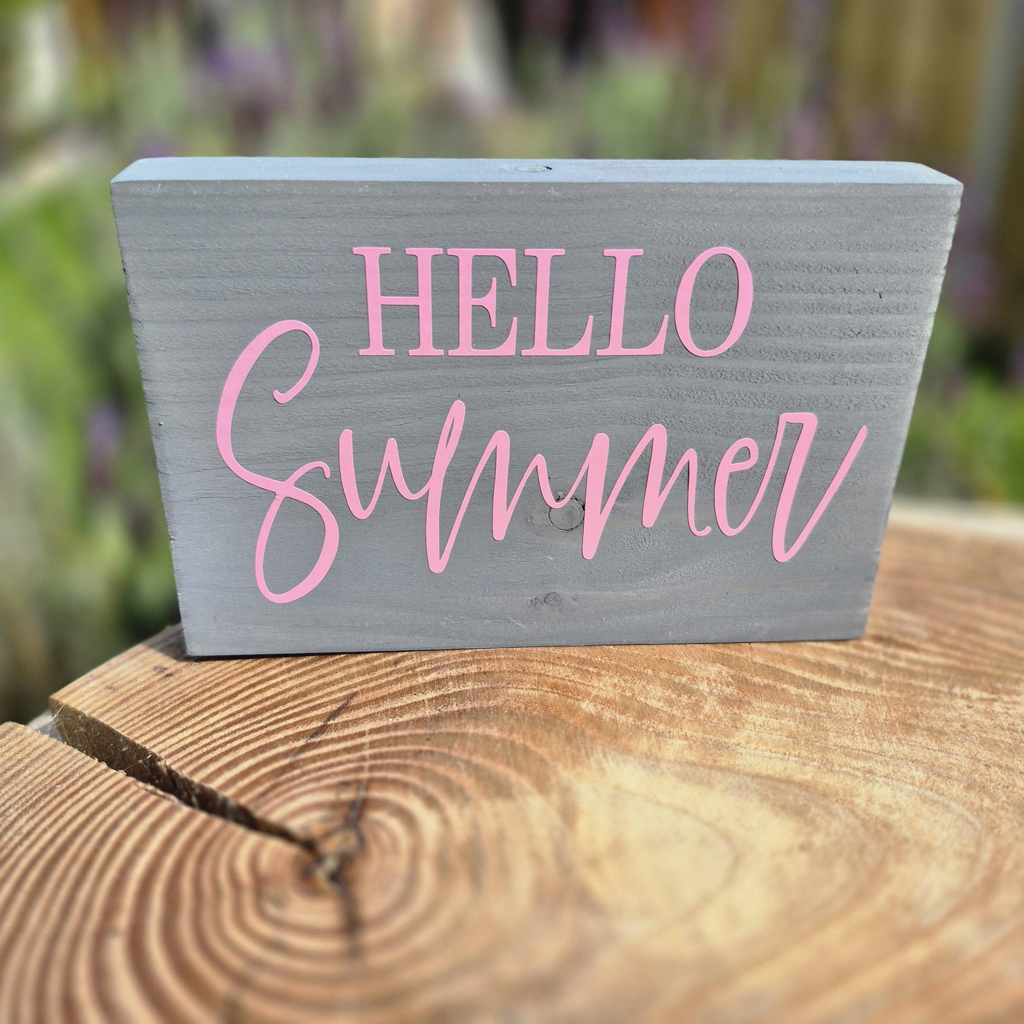 Summer Tiered Tray Decor Sign – Hello Summer Wooden Mini Sign in a Farmhouse & Country Style