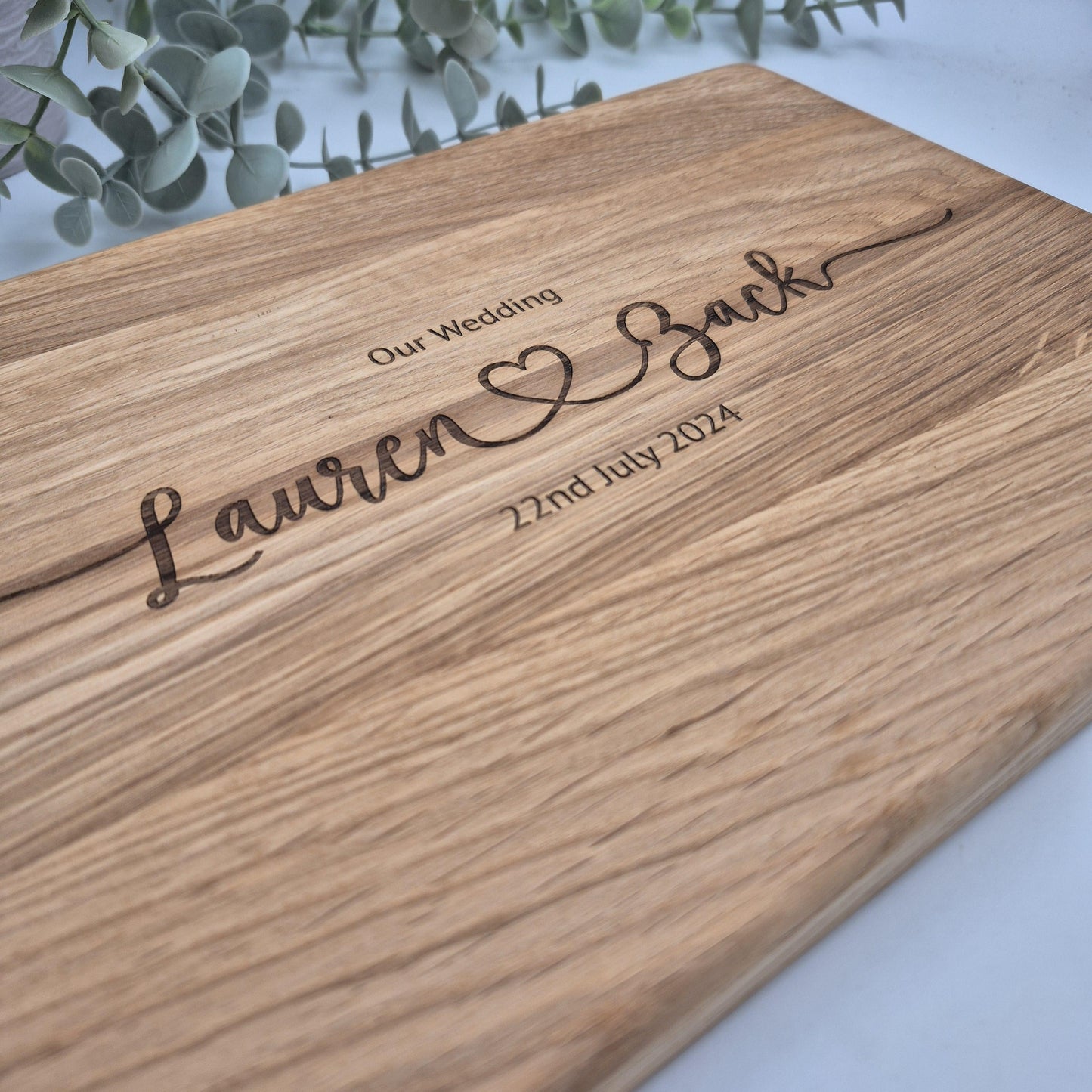Personalised Rustic Oak Chopping Board -Add your own words