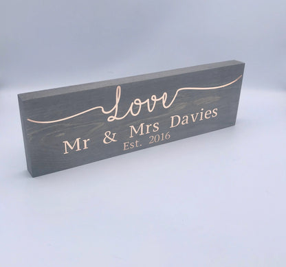 Personalised Wooden Name Sign for Couple