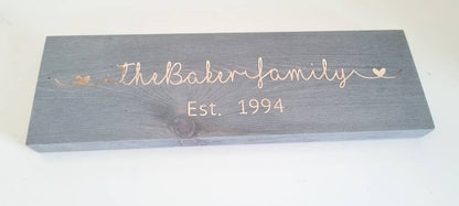 Wooden Personalised Family Name Sign