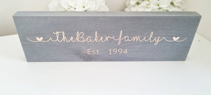 Wooden Personalised Family Name Sign