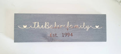 Wooden Personalised Family Name Sign