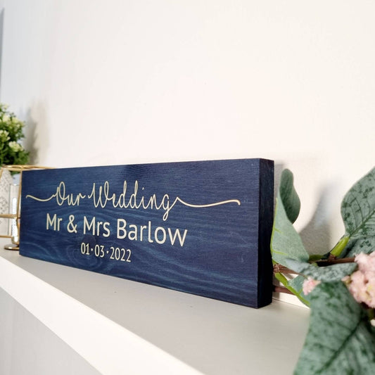 Our Wedding personalised Mr and Mrs sign with wedding date