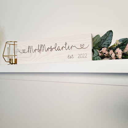 Personalised Mr and Mrs Sign, Perfect Wedding or Anniversary Gift for a Special Couple