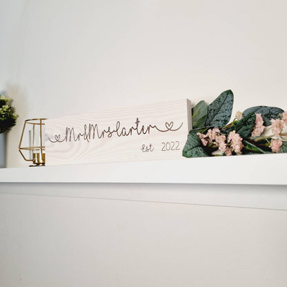 Rustic Wooden Mr & Mrs Sign – Handmade Couple Gift and Wedding & Anniversary Decor
