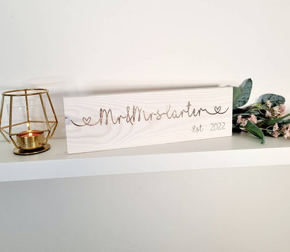 Personalised Mr and Mrs Sign, Perfect Wedding or Anniversary Gift for a Special Couple