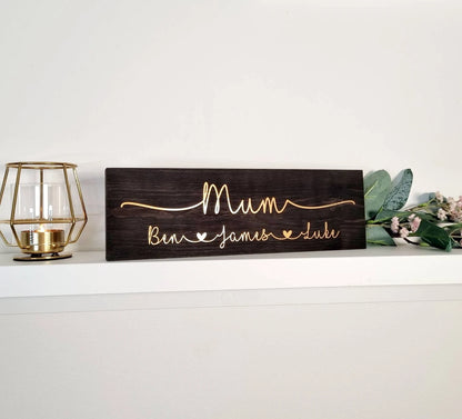 Personalised Family Name Sign, Beautiful Gift for Mum.