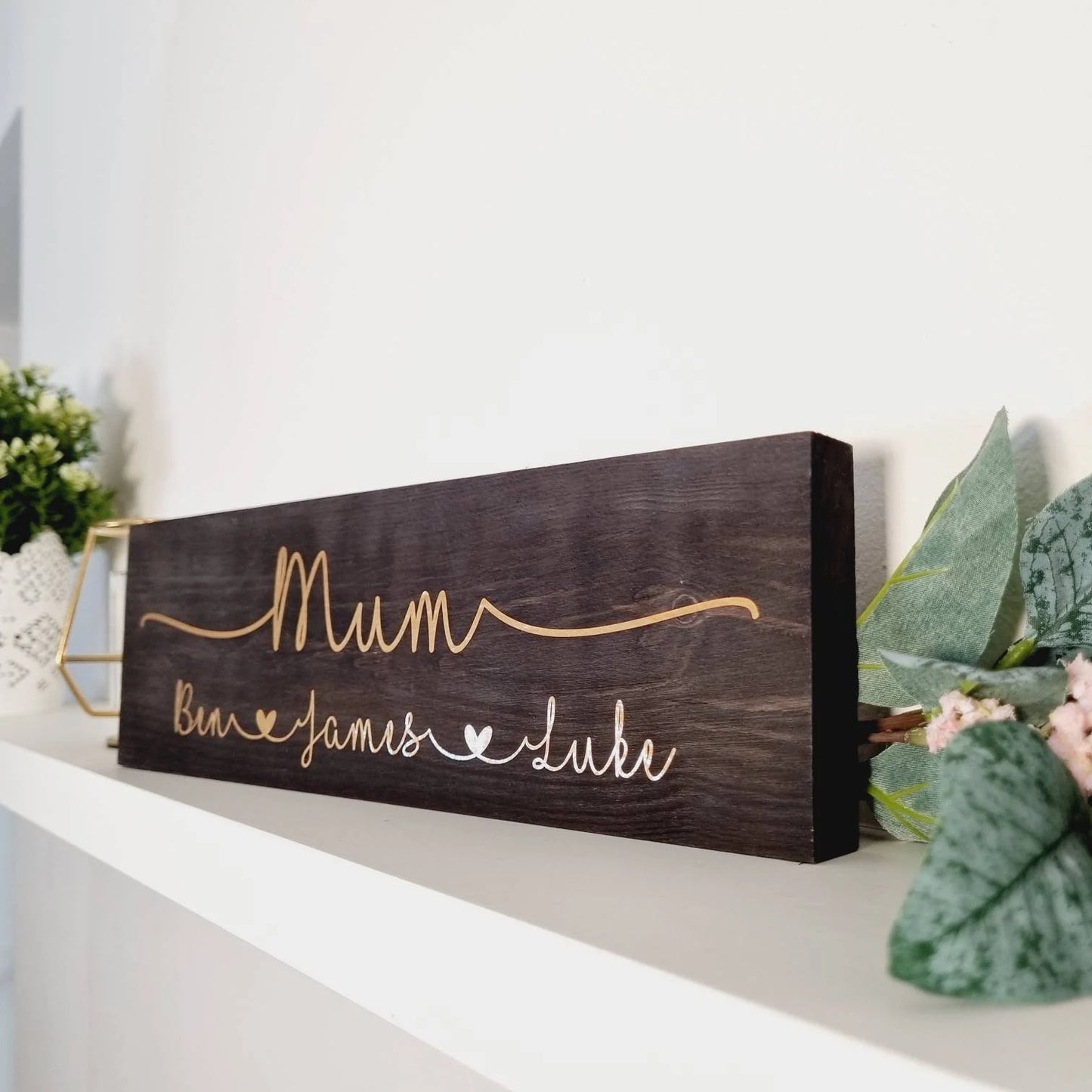 Personalised Family Name Sign, Beautiful Gift for Mum.