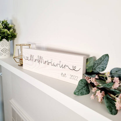 Mr and Mrs Sign Personalised Sign, 5th Wedding Anniversary Gift