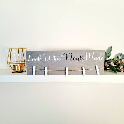 Personalised Look What I Made Children's Art Work Display with Wooden Pegs