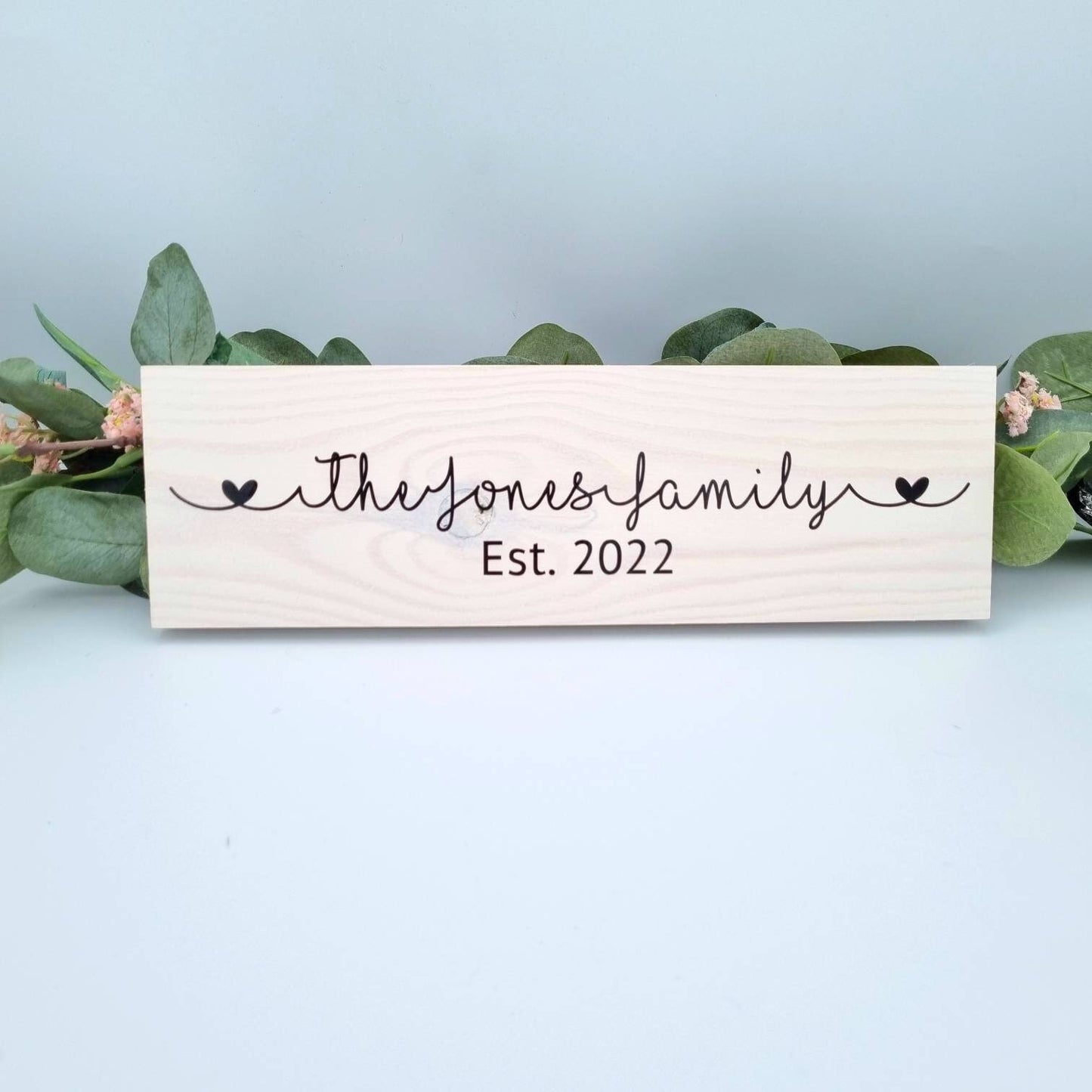 Wooden Family Name Sign, 5th Wedding Anniversary Gift