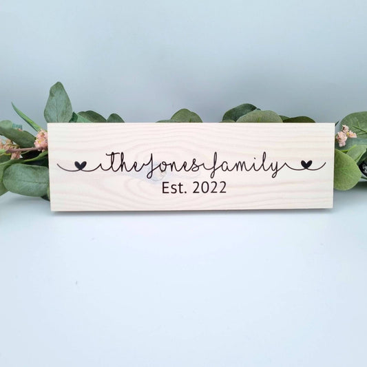 Wooden Family Name Sign, 5th Wedding Anniversary Gift