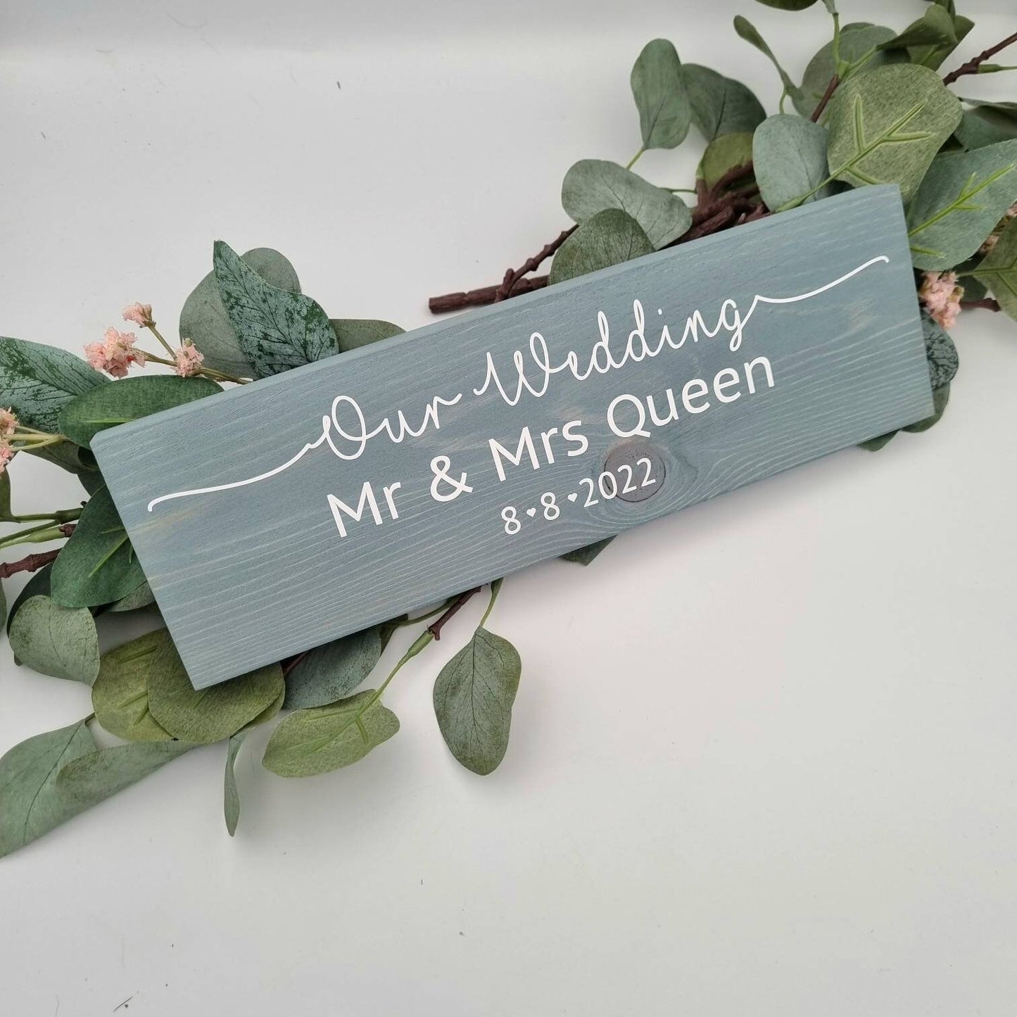 Our Wedding personalised Mr and Mrs sign with wedding date