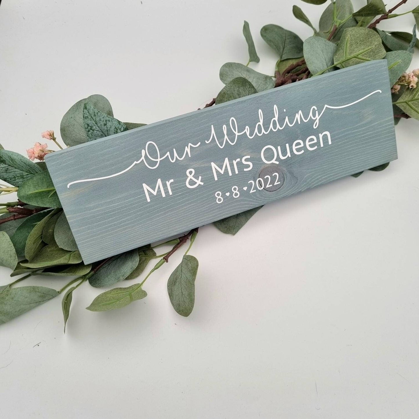 Our Wedding personalised Mr and Mrs sign with wedding date