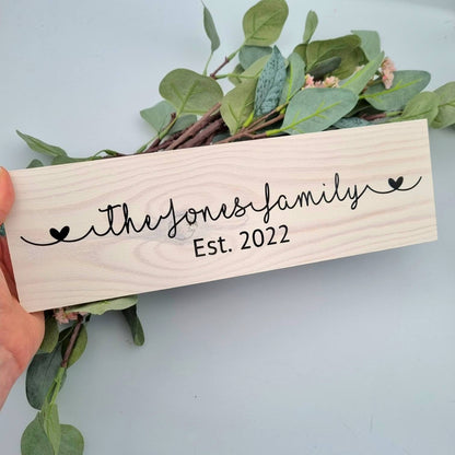 Wooden Family Name Sign, 5th Wedding Anniversary Gift