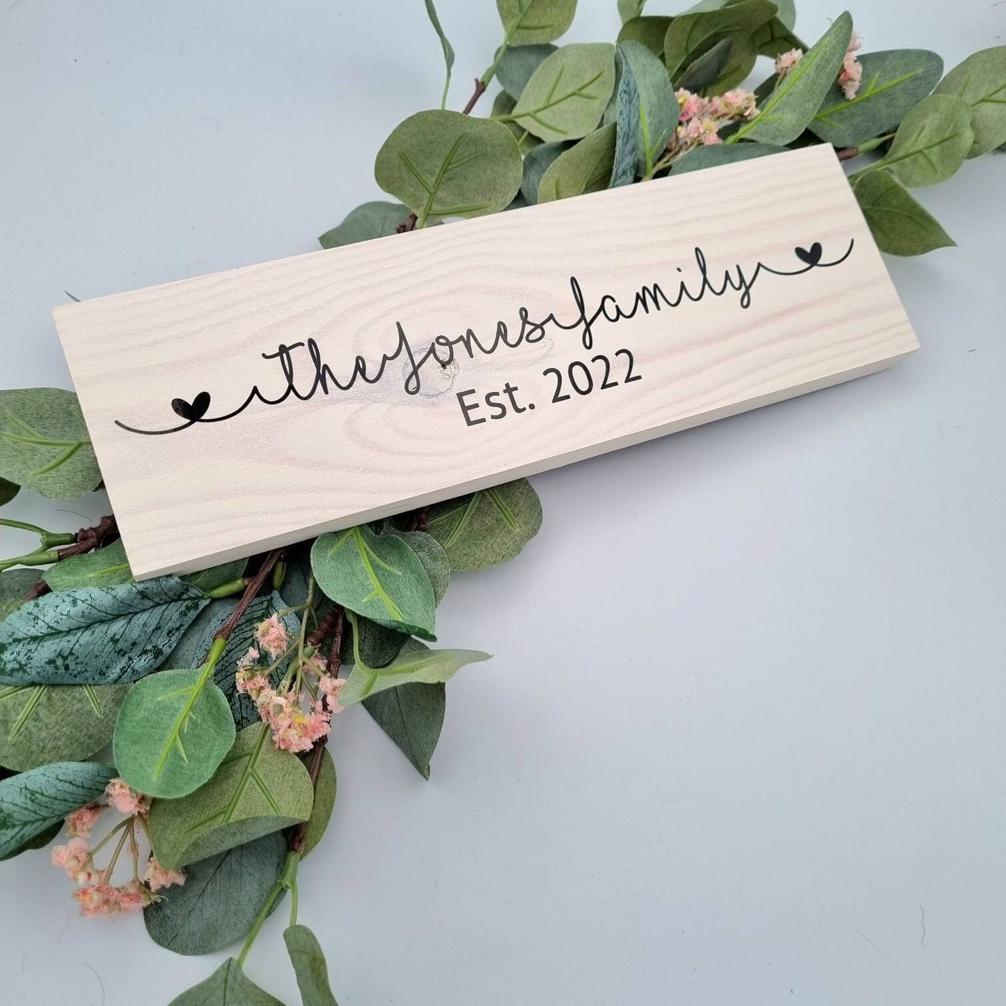 Wooden Family Name Sign, 5th Wedding Anniversary Gift