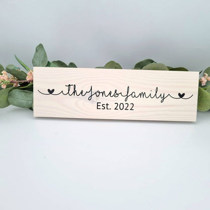 Wooden Family Name Sign, 5th Wedding Anniversary Gift