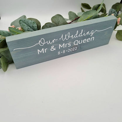 Our Wedding personalised Mr and Mrs sign with wedding date