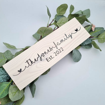 Wooden Family Name Sign, 5th Wedding Anniversary Gift