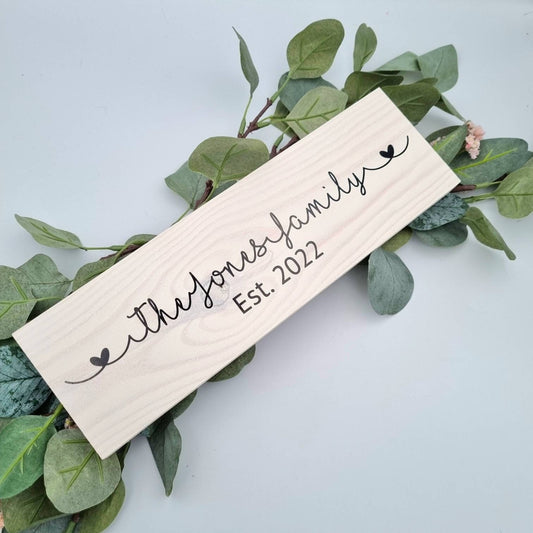 Wooden Family Name Sign, 5th Wedding Anniversary Gift