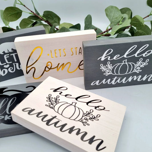 Decorative Autumn Mini Wooden Sign for Tiered Tray Decor