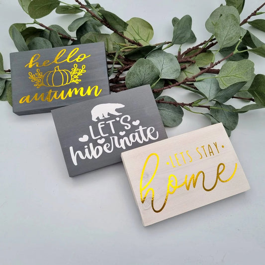 Autumn Home Decor Mini Signs For Tiered Tray and Shelf Decor