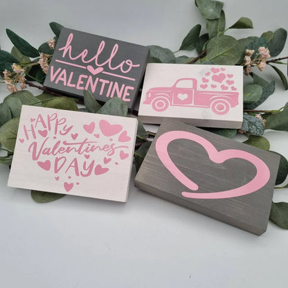 Valentines day wooden tiered tray mini sign decorations