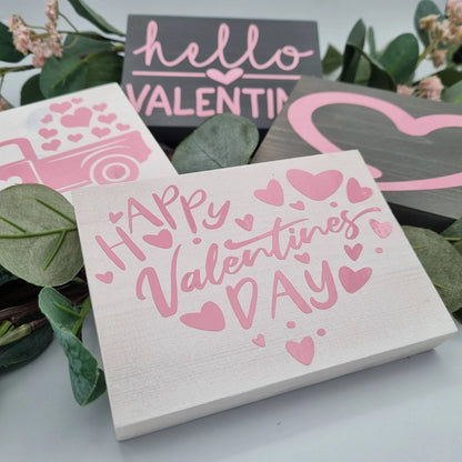 Valentines day wooden tiered tray mini sign decorations